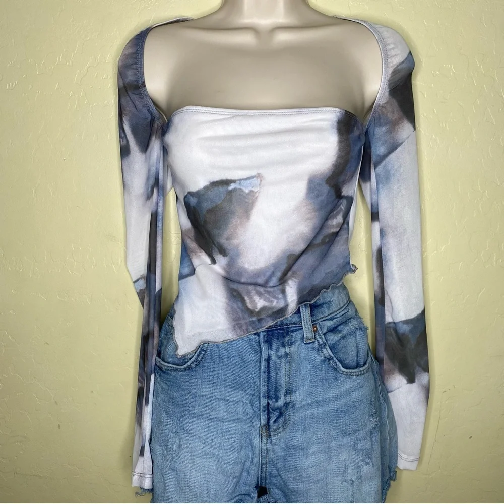Stylish Abstract Long Sleeve Women's Top Size S Small - Picture 7 of 12